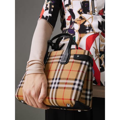 burberry small banner in vintage check and tote camel|Burberry Banner Bags for sale .